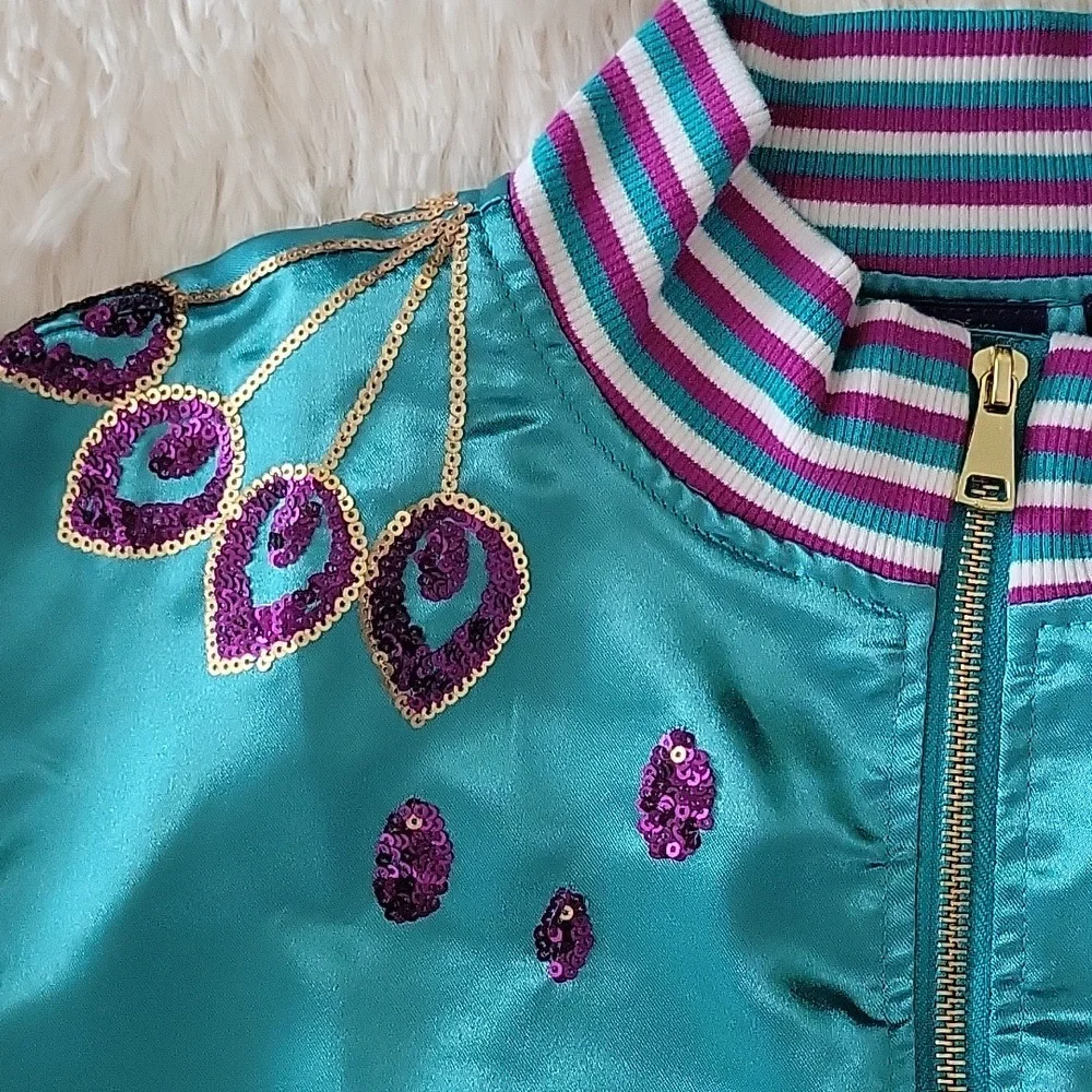 Disney Aladdin Jacket Teal with Purple And Gold Sequins Girl Size 7/8 NWOT